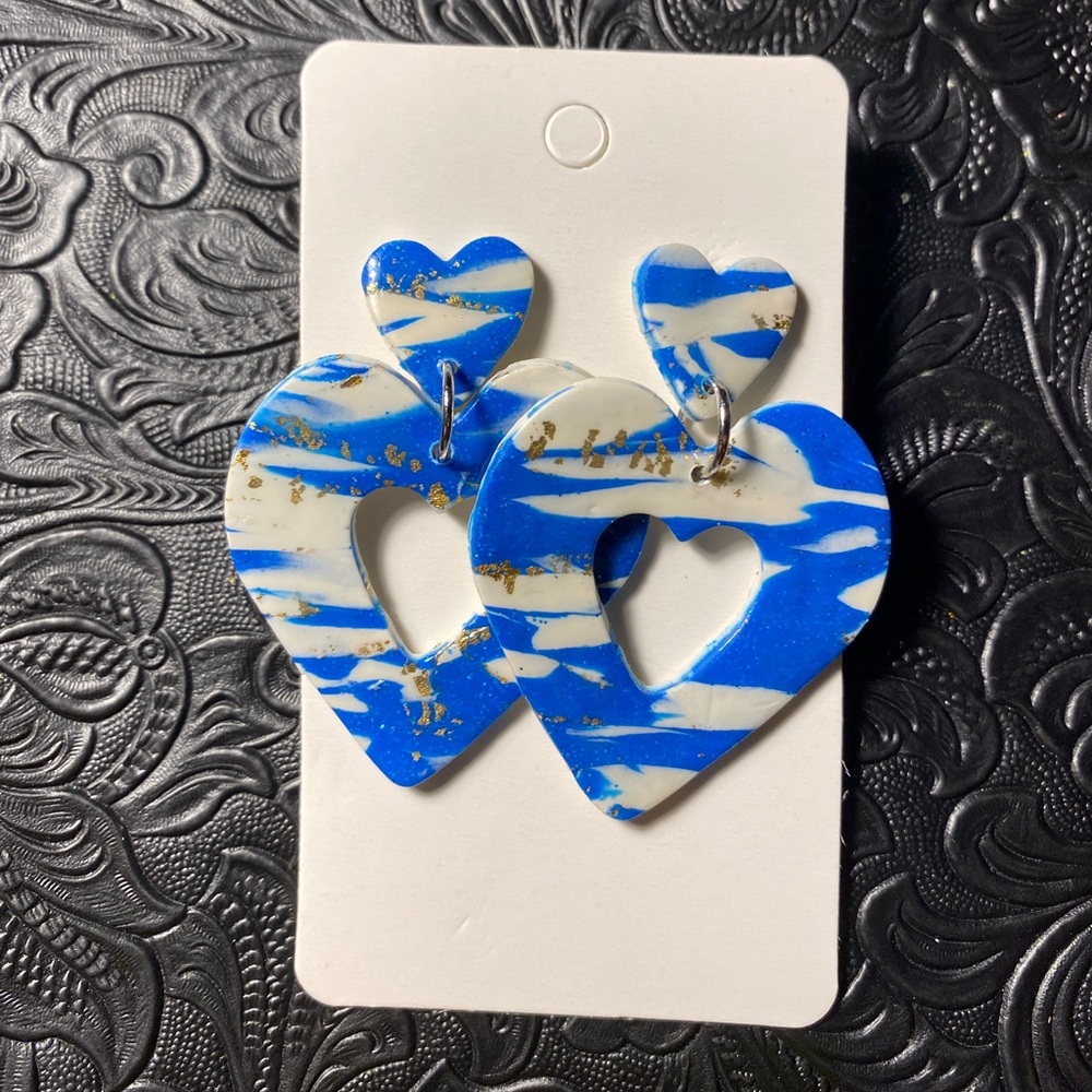 Blue heart earrings